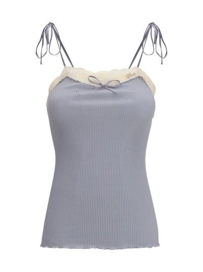 jersey and lace thin strap top