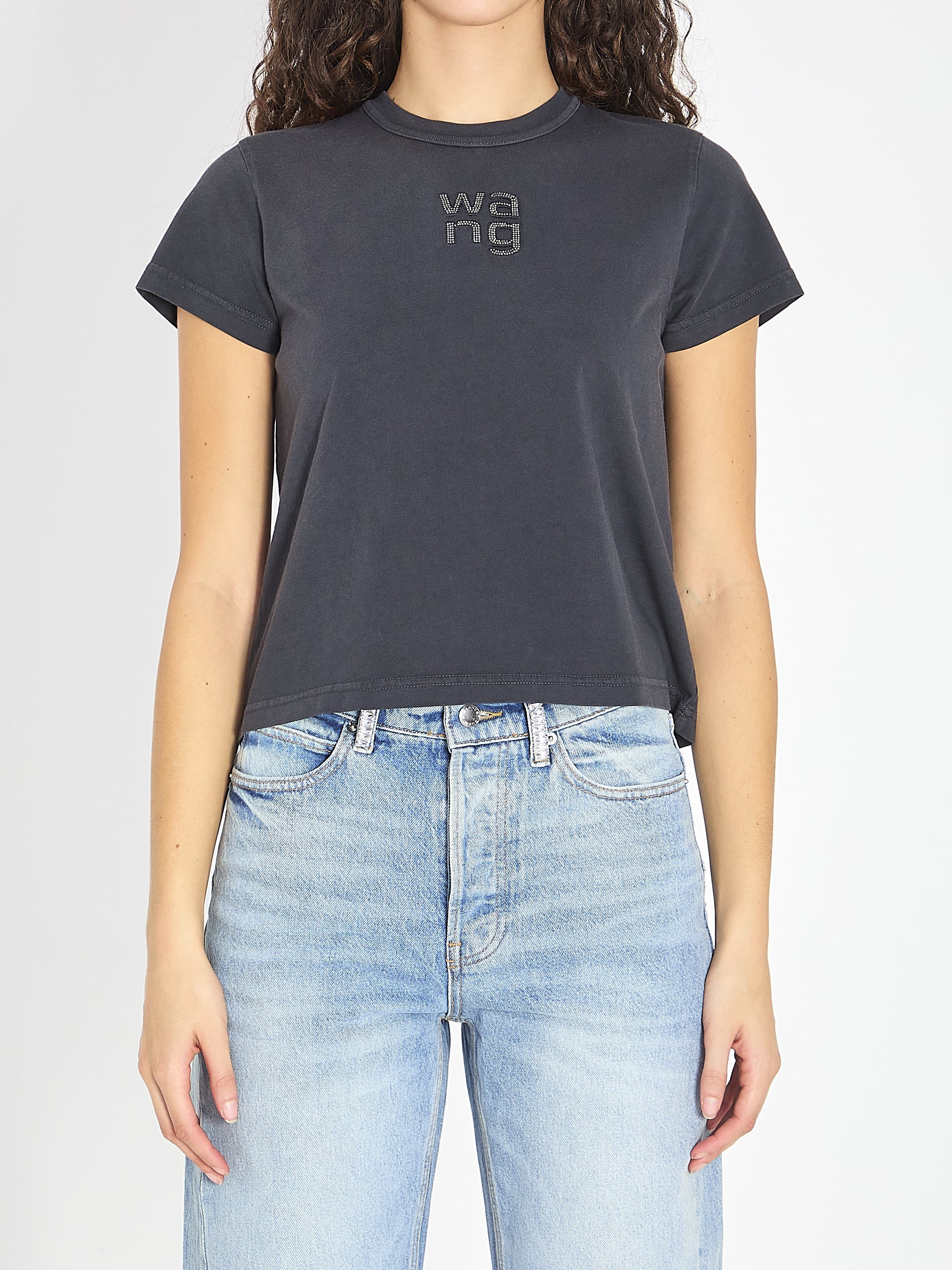 ALEXANDER WANG M t-shirt with logo and rhinestones