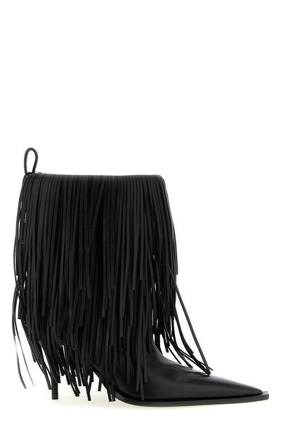 avenue fringe ankle boots in matte calf leather