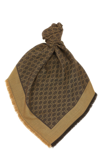 gg print wool and silk shawl