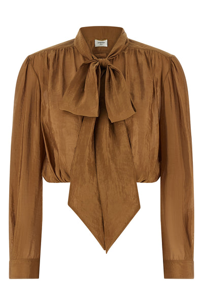 glossy taffeta cropped blouse