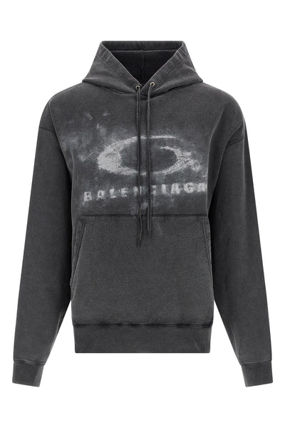 dry washed-effect fleece hoodie