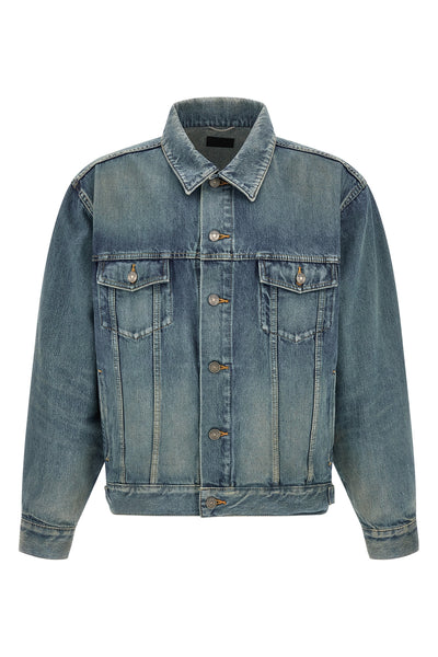trucker stone-washed cotton denim jacket