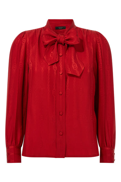 the gucci shirt is distinguished by a fluid sartorial construction
