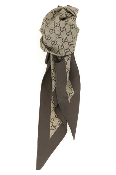 all-over gg print silk twill scarf