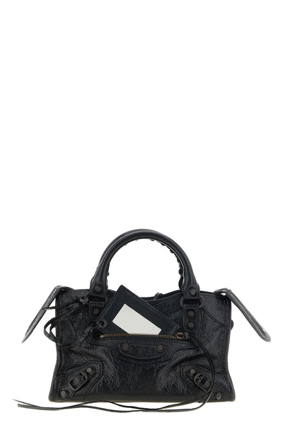 the balenciaga le city mini handbag is made of fine arena lambskin