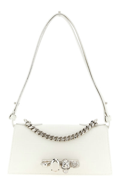 jewelled mini shoulder bag in crocodile-effect embossed print calf leather