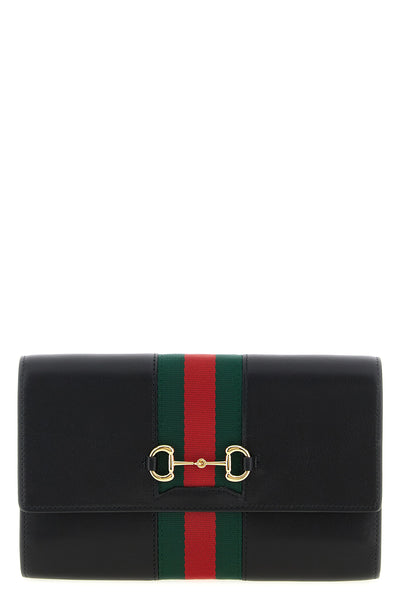 gucci horsebit web leather wallet on chain
