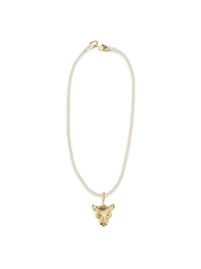 sculpture necklace with puma pendant