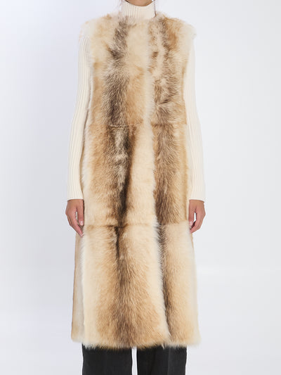 long lamb fur vest