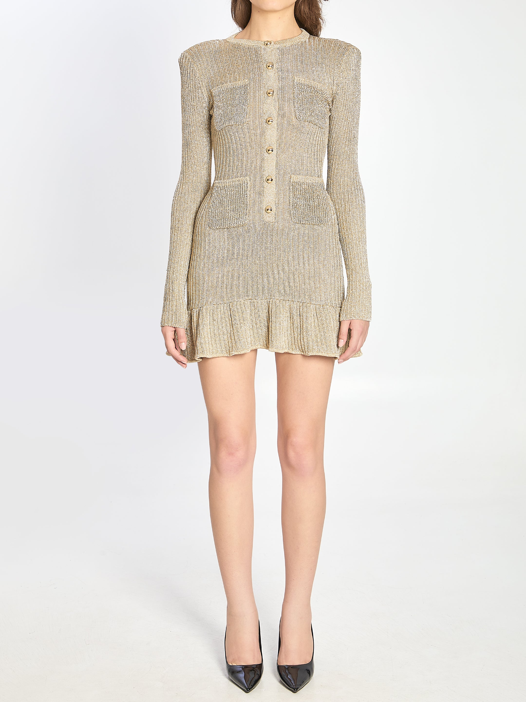 SELF PORTRAIT M gold mini dress