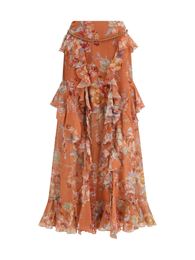 long ruffle skirt