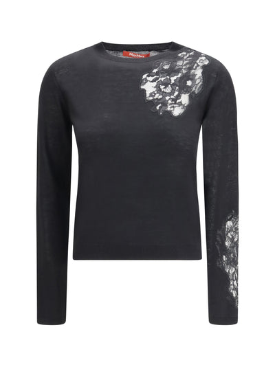 wool sweater with lace inserts