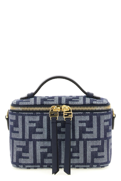 ff denim-effect jacquard fendi vanity handbag