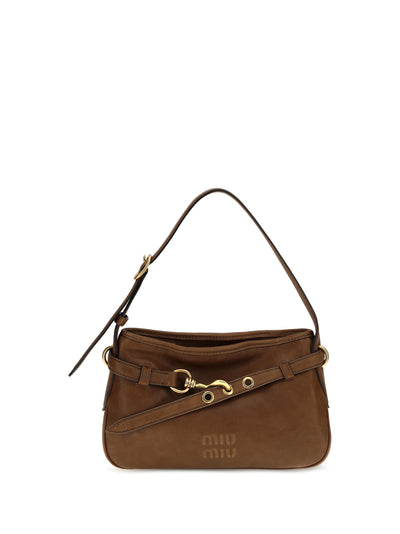 leather shoulder bag with buckle detail