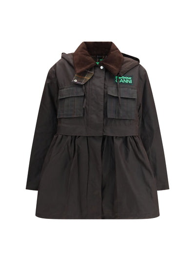 waxed peplum jacket by barbour x ganni