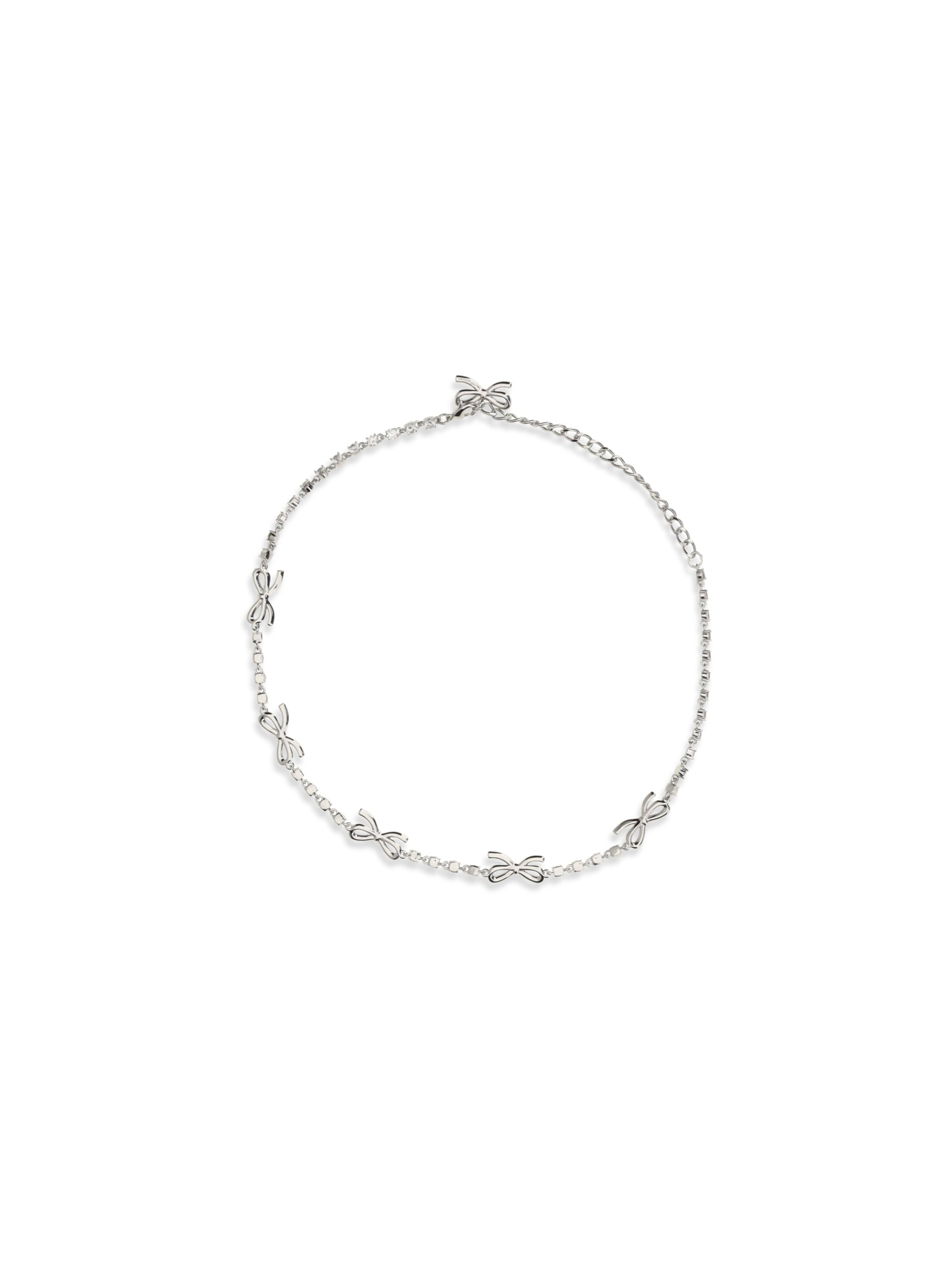 SELF-PORTRAIT OS crystal bow necklace