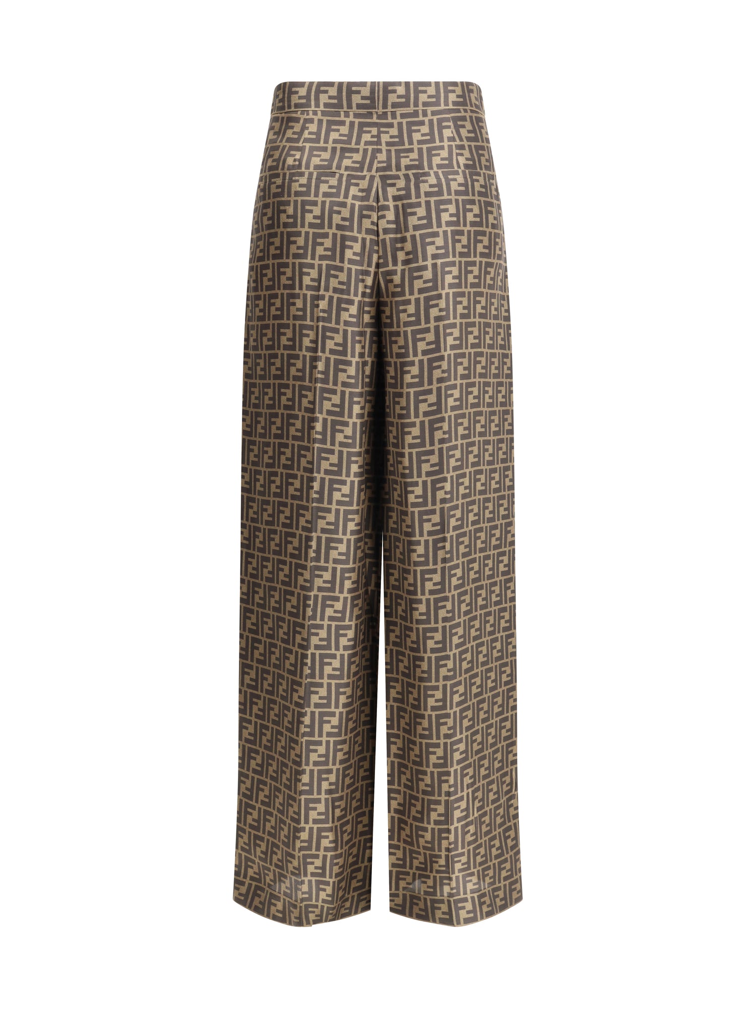 FENDI 38 monogram pattern silk pants