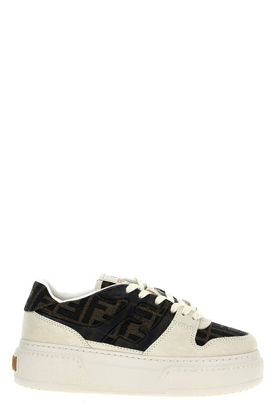 fendi match sneakers in suede and jacquard fabric