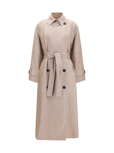linen trench coat with lurex