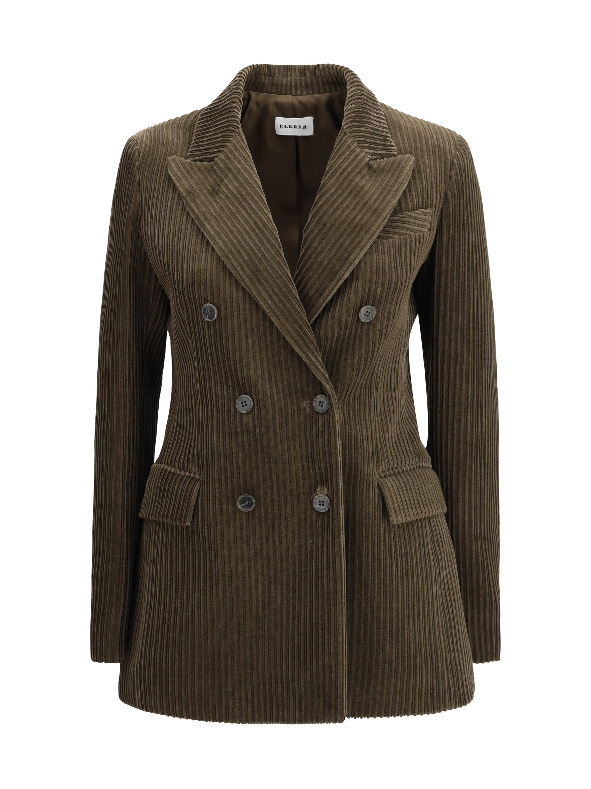 P.A.R.O.S.H. XS double-breasted blazer with ribbed fabric