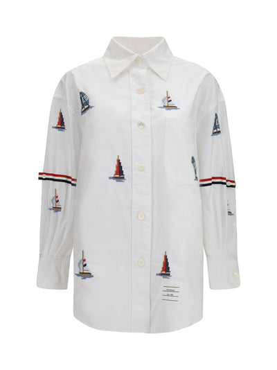 oversized sailboat-embroidered shirt