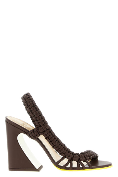 fendi arco leather sandals