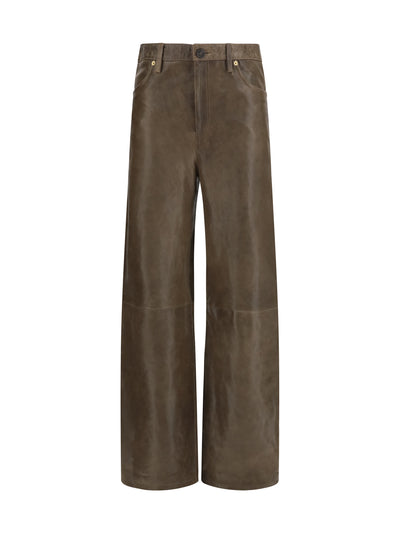 melany leather pants with embroidery