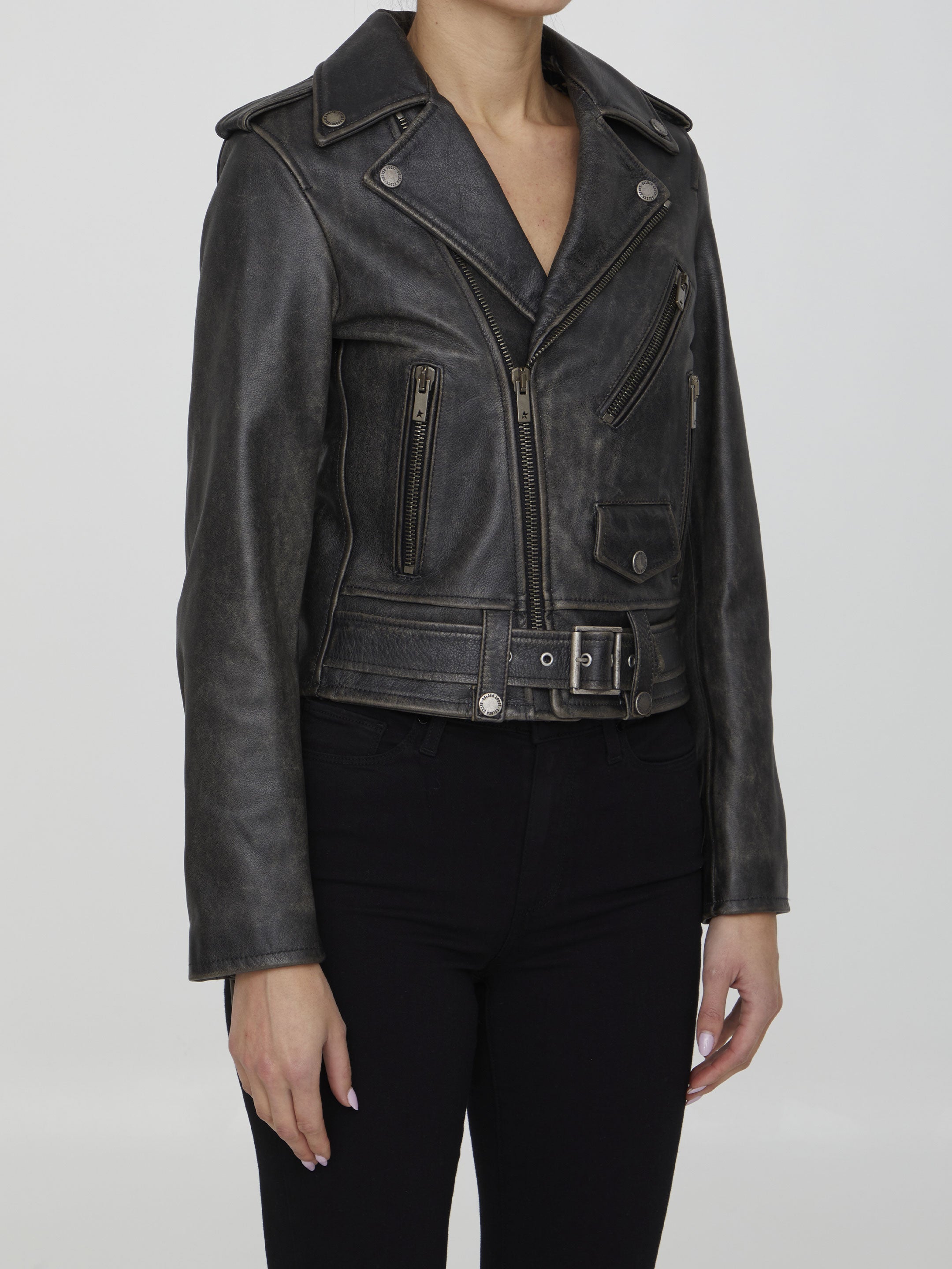 GOLDEN GOOSE 40 black leather jacket