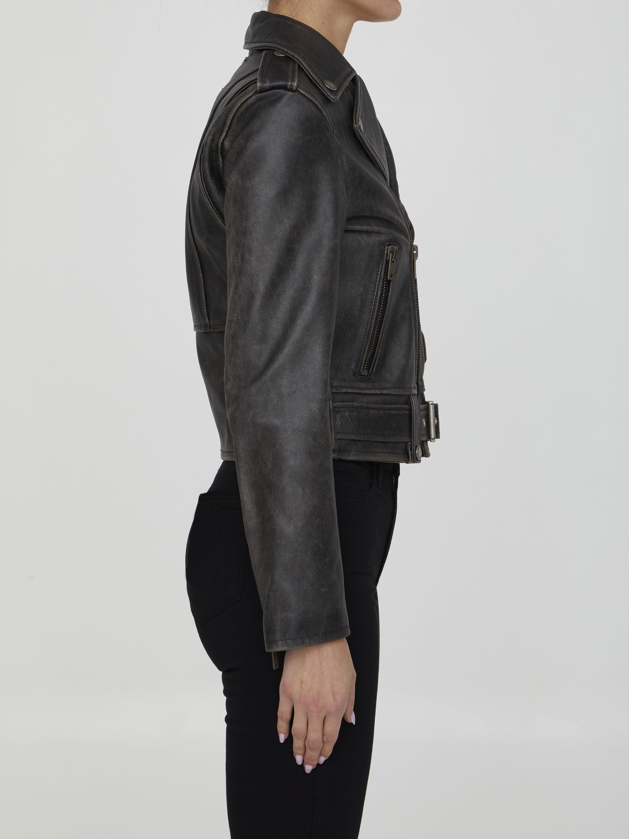 GOLDEN GOOSE 40 black leather jacket