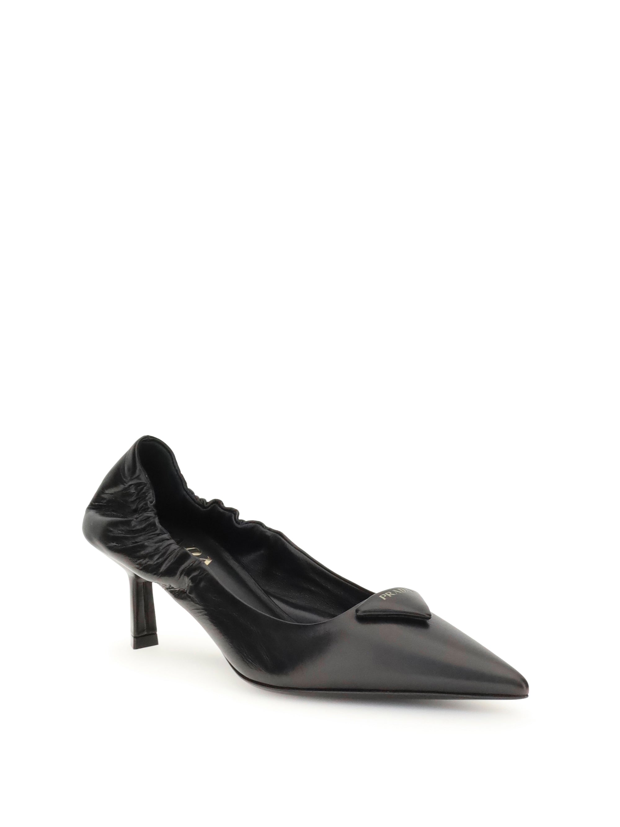 PRADA 36 leather logo pumps