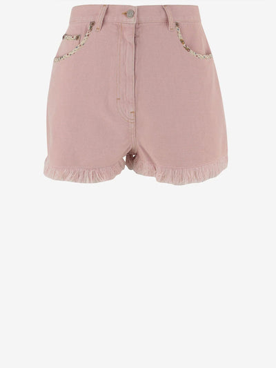 pink denim shorts