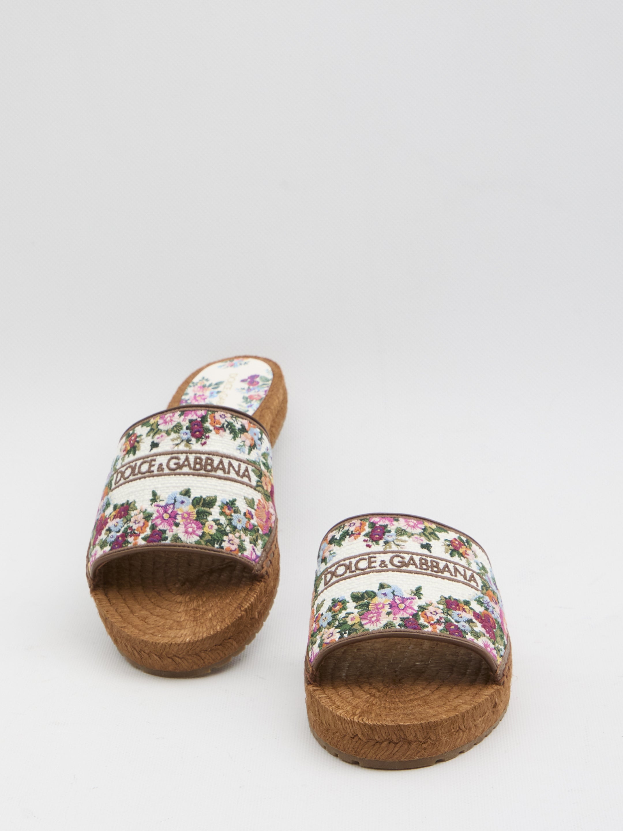 DOLCE&GABBANA 36 embroidered floral espadrilla slides