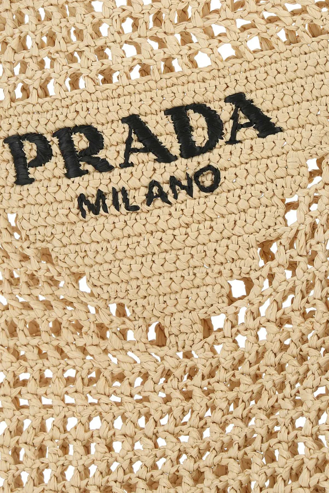 Logo Embroidered Crochet Raffia Tote