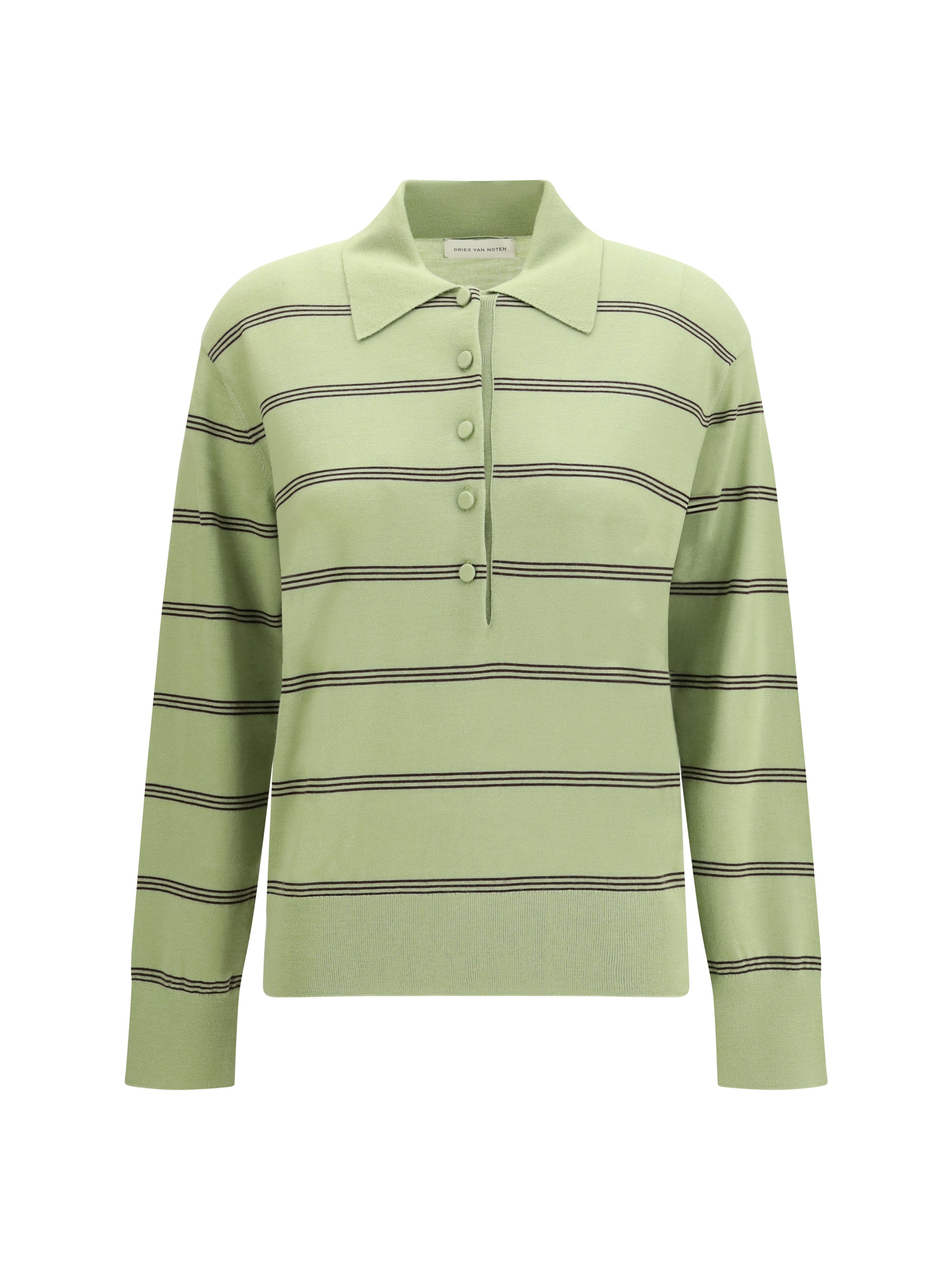 DRIES VAN NOTEN M merino wool striped polo sweater