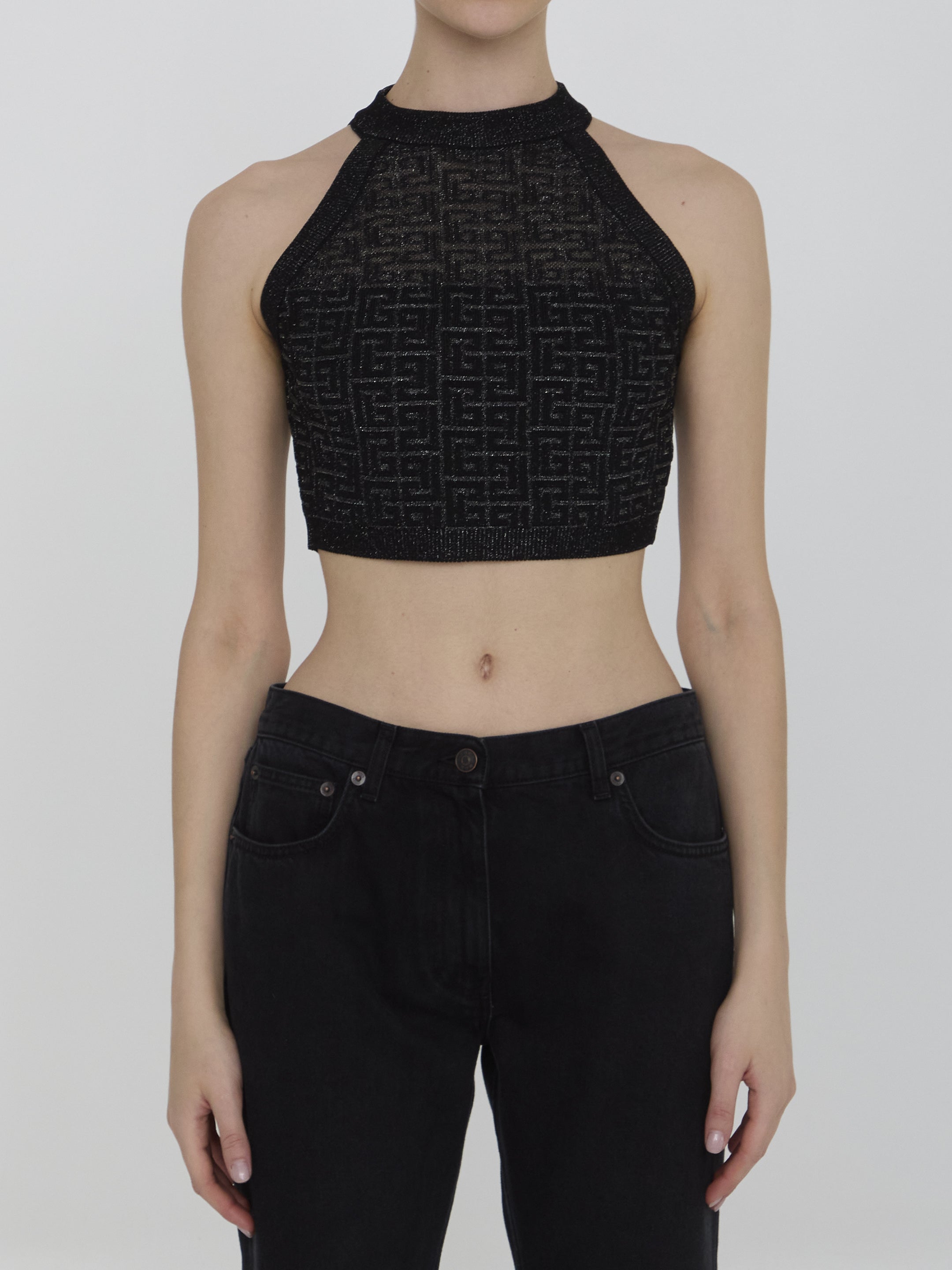 BALMAIN 38 pb labyrinth knit top