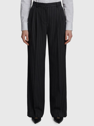 wool chalk stripe trousers