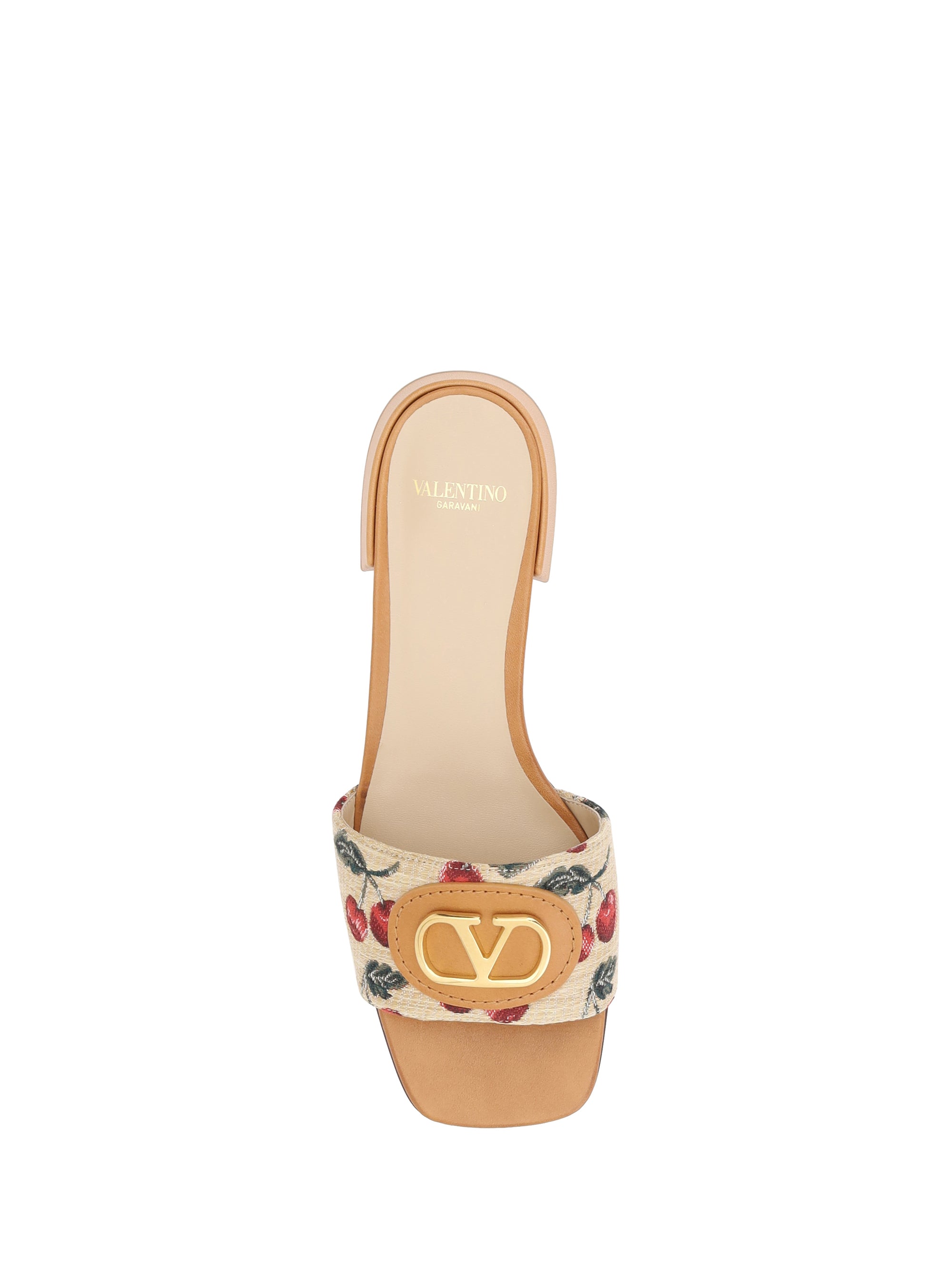 cherry jacquard fabric sandals
