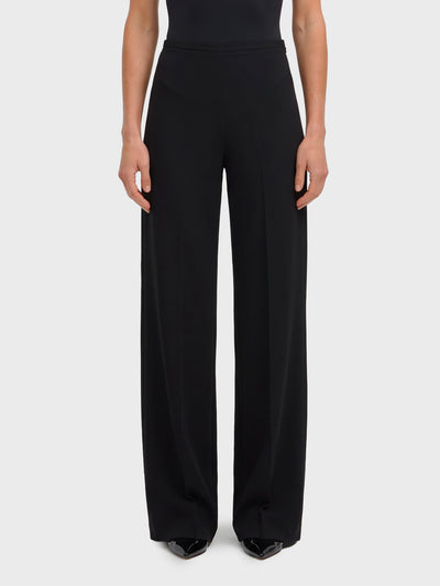 elastic-waist satin trousers