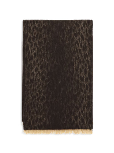 leopard-print wool scarf with monogram