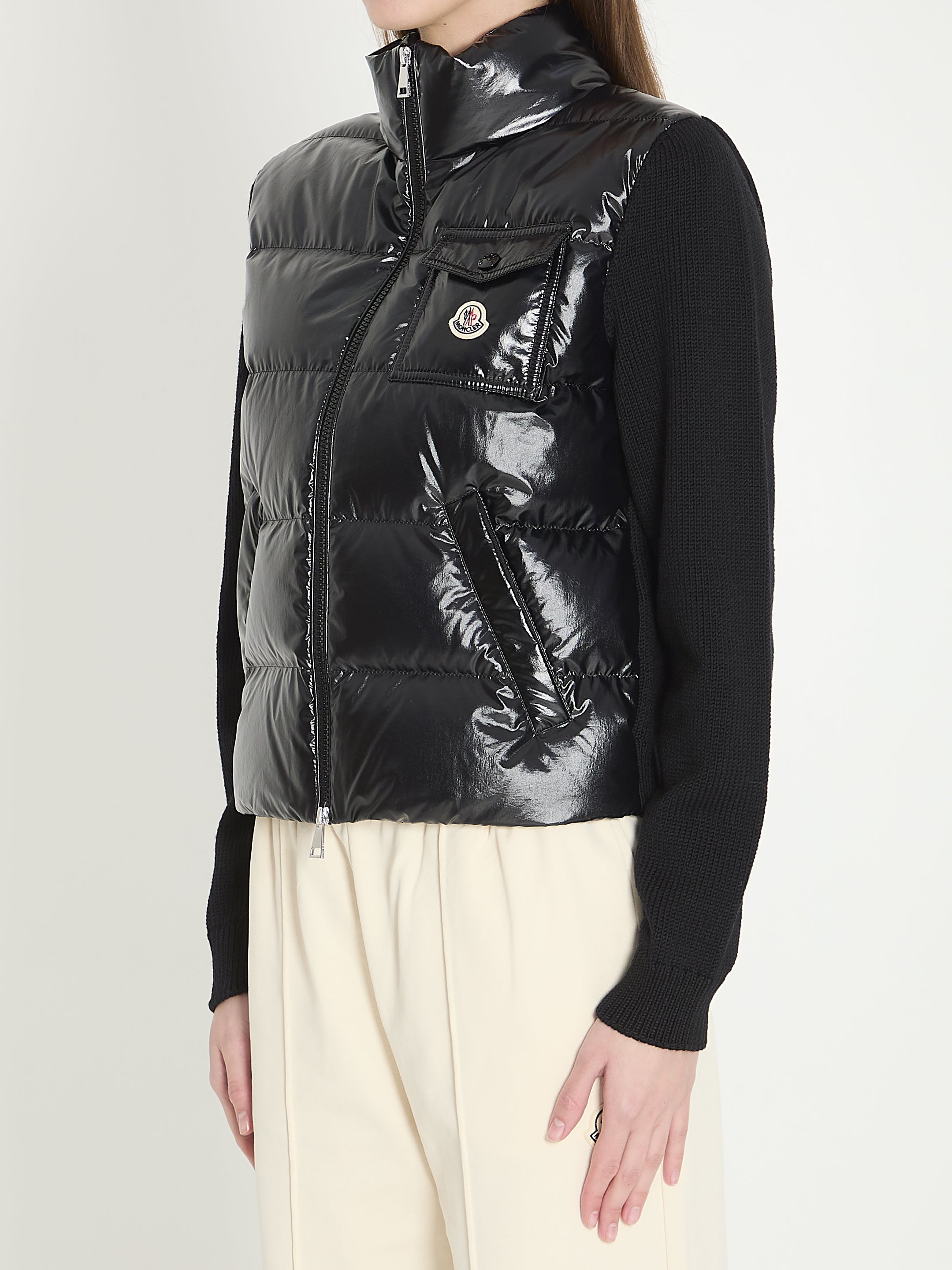 MONCLER S padded wool cardigan