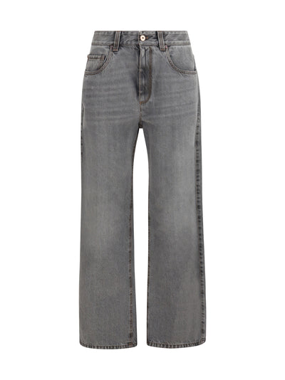 wide-leg cotton denim jeans