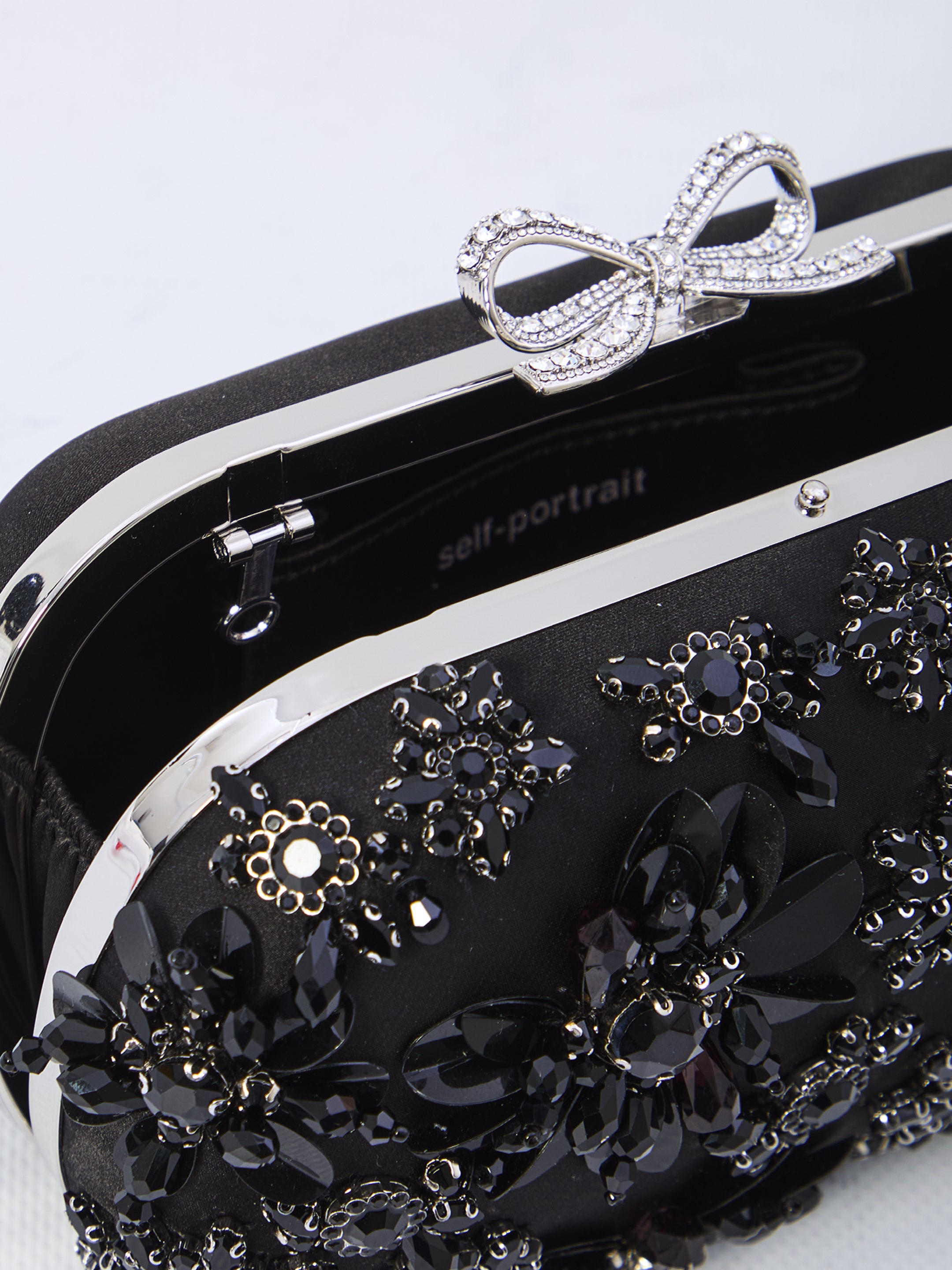 SELF PORTRAIT OS floral crystal clutch bag