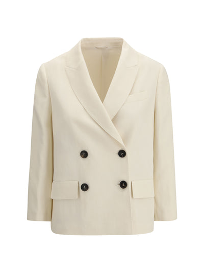 fluid twill jacket in viscose and linen with monile