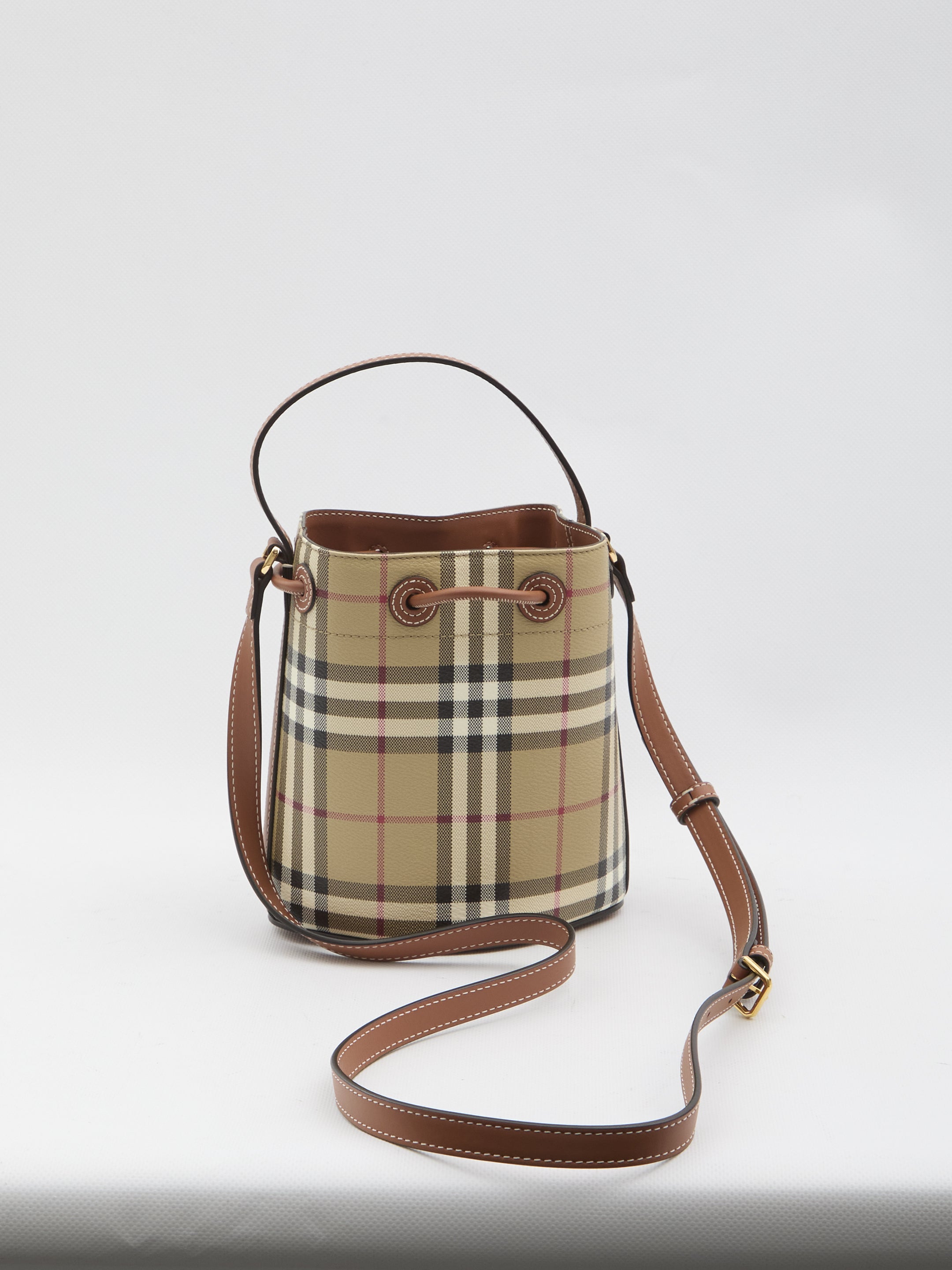 BURBERRY OS check bucket bag mini