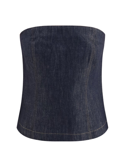 denim effect twill bandeau top