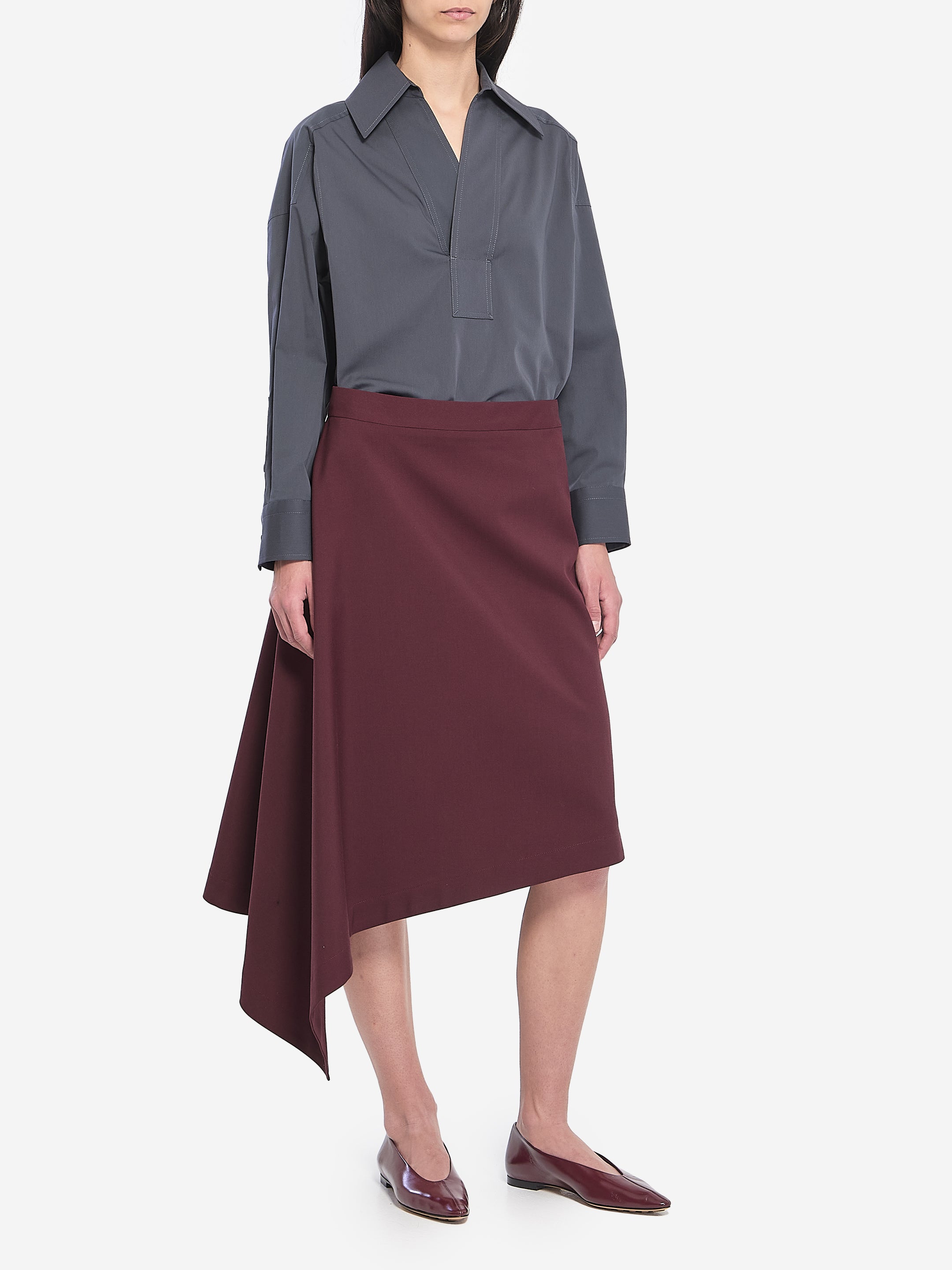 BOTTEGA VENETA 38 tailored wool midi skirt