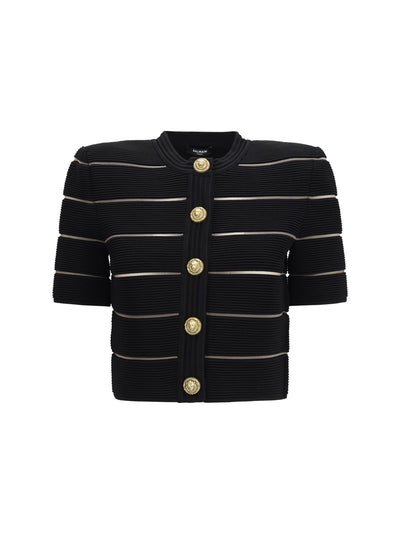 short-sleeved buttoned cardigan