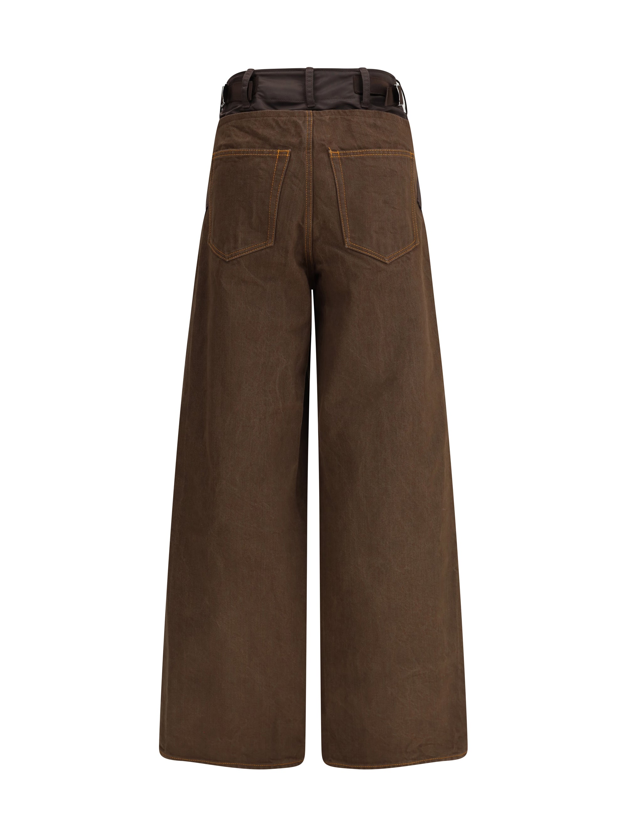 SACAI 0 nylon and denim jeans