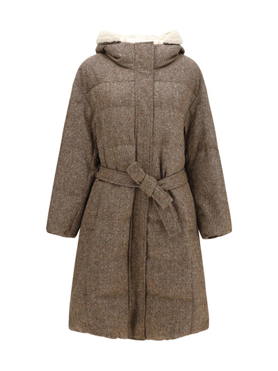 long padded coat with belt